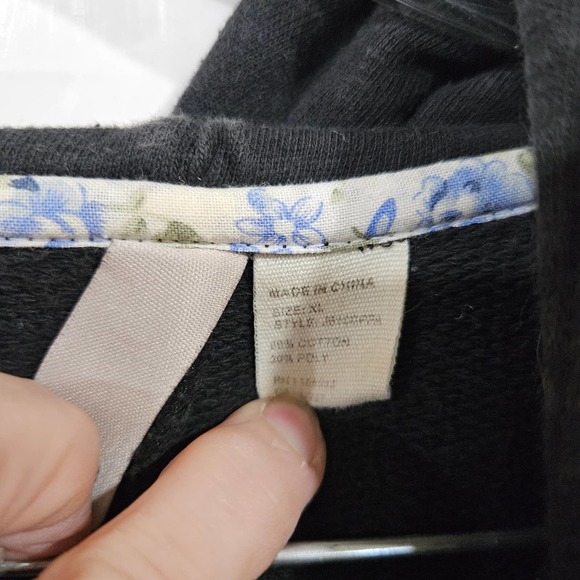 Element Black Pleated Hooded Button Up Knit Cardigan Jacket Size XLarge - Picture 9 of 9